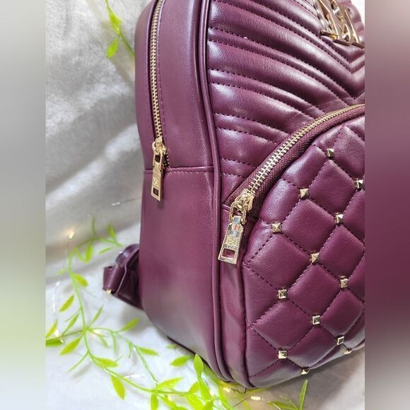 NWT Badgley Mischka Pocket Studded Backpack in Plum - Picture 13 of 14